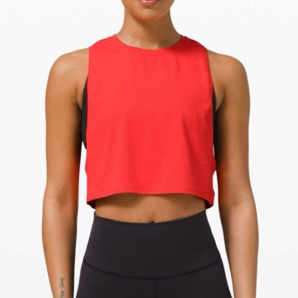 lululemon athletica Tops - LULULEMON Pink Punch Muscle Love Crop Tank *Tough Active Workout Gym Top Size 10